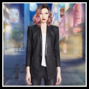 HELMUT LANG Leather Trim Tuxedo Blazer